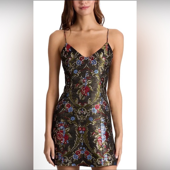 Alice + Olivia Dresses & Skirts - Alice + Olivia Black Floral Mini Dress Sz 8